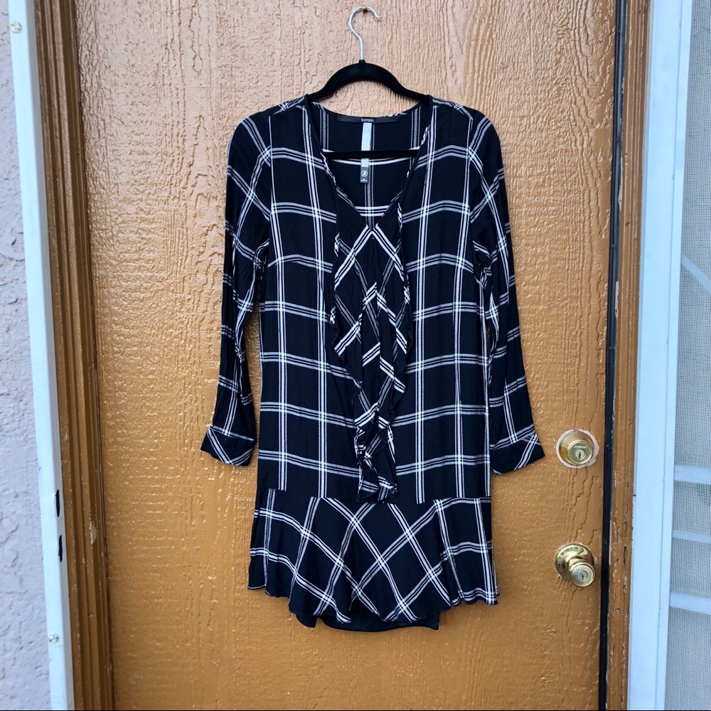 Kensie black white striped dress -small